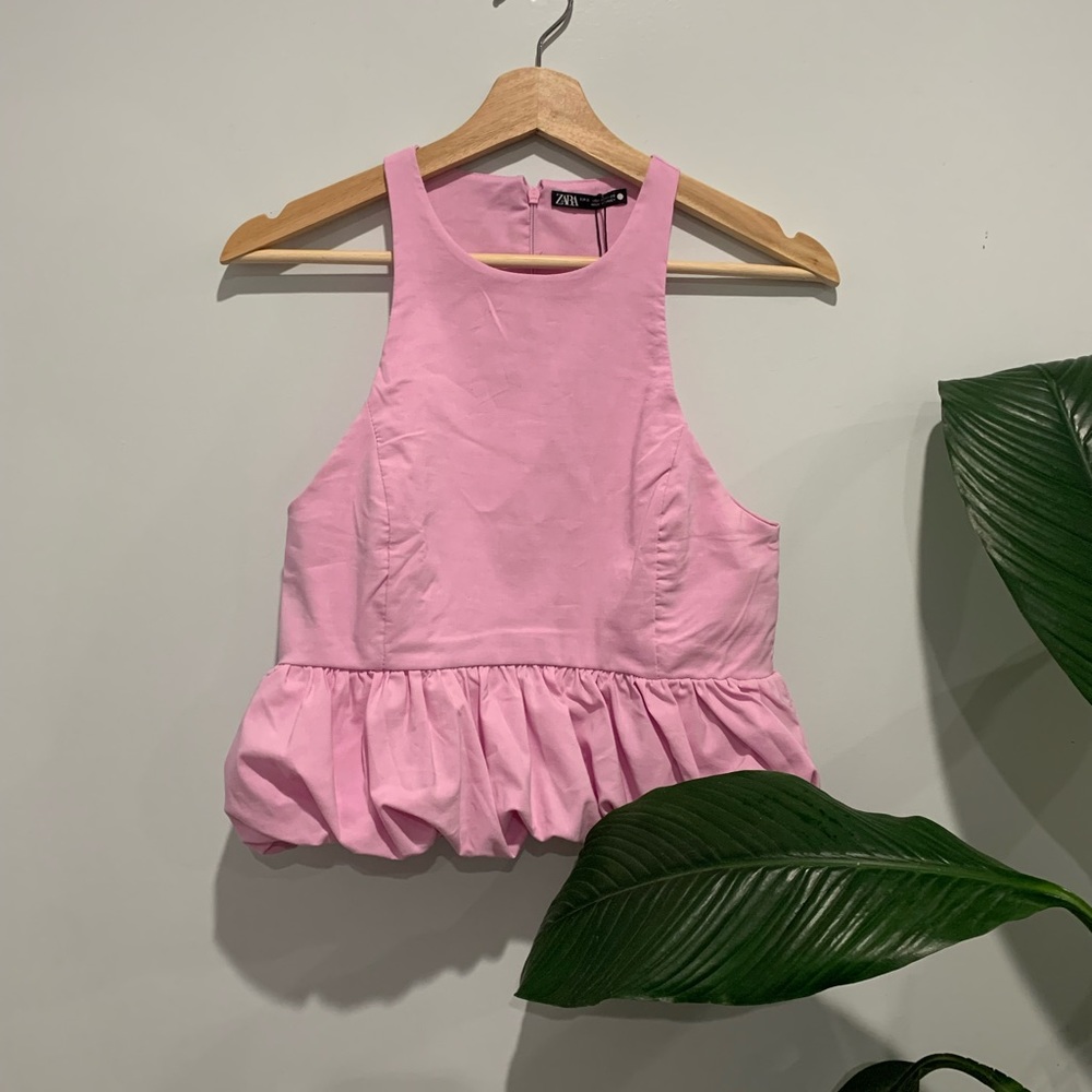 Zara ruffled halter top peplum top